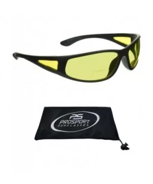 Yellow Bifocal Safety Reader Glasses Sport Wrap Night Vision Computer - Matte Black Yellow Lens - C1192T7ZLAA $13.66 Wrap