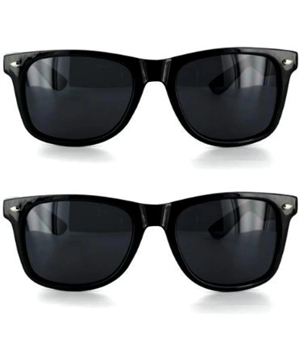 Men Women Black Sunglasses Dark lens Retro Vintage (2Pack-Black/Dark- 55mm) - CB119SRFT59 $5.96 Aviator