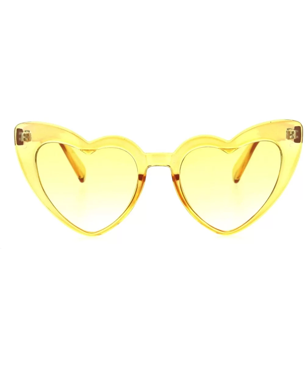 Womens Translucent Heart Shape Valentines Plastic Cat Eye Sunglasses - Yellow - CQ18HZ4KX29 $8.49 Cat Eye