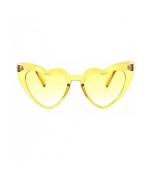 Womens Translucent Heart Shape Valentines Plastic Cat Eye Sunglasses - Yellow - CQ18HZ4KX29 $8.49 Cat Eye