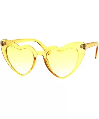 Womens Translucent Heart Shape Valentines Plastic Cat Eye Sunglasses - Yellow - CQ18HZ4KX29 $8.49 Cat Eye