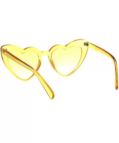 Womens Translucent Heart Shape Valentines Plastic Cat Eye Sunglasses - Yellow - CQ18HZ4KX29 $8.49 Cat Eye