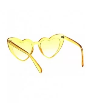 Womens Translucent Heart Shape Valentines Plastic Cat Eye Sunglasses - Yellow - CQ18HZ4KX29 $8.49 Cat Eye