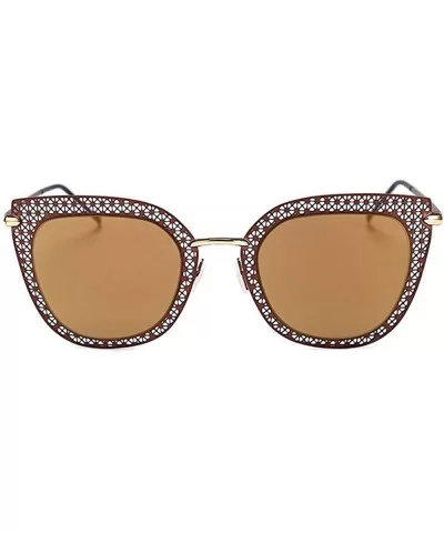 Womens Designer Rhinestones Sunglasses (100% UVB/UVA) - 86018 C3 Gold Brown - CK11JYS1G6N $10.07 Aviator