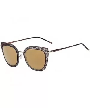 Womens Designer Rhinestones Sunglasses (100% UVB/UVA) - 86018 C3 Gold Brown - CK11JYS1G6N $10.07 Aviator