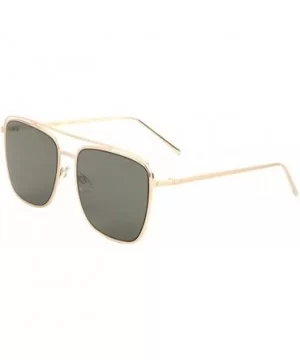 Raised Top Bar Flat Rim & Temple Modern Square Aviator Sunglasses - Green Gold - CR190I3IM0W $11.58 Square