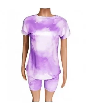 Tie-dye Loungewear for Women Summer Tie Dye Colorful Print Two Piece Shorts Set Tracksuit Outfits - Purple - CR190EL83QQ $17....