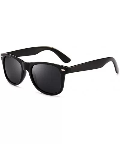 Polarized Sunglasses for Men Women Fashion Classic Mirror Lens UV Blocking Sun Glasses - Bright Black - C9199I3SGHY $10.30 Ov...