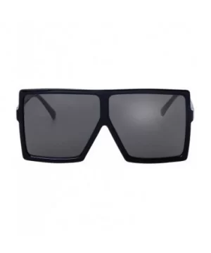 Large Oversized Fashion Square Flat Top Sunglasses - Exquisite Packaging - 1-black - CA18X73YW69 $6.72 Shield