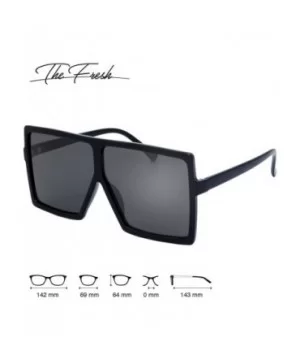 Large Oversized Fashion Square Flat Top Sunglasses - Exquisite Packaging - 1-black - CA18X73YW69 $6.72 Shield