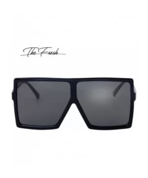 Large Oversized Fashion Square Flat Top Sunglasses - Exquisite Packaging - 1-black - CA18X73YW69 $6.72 Shield