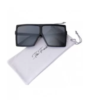 Large Oversized Fashion Square Flat Top Sunglasses - Exquisite Packaging - 1-black - CA18X73YW69 $6.72 Shield