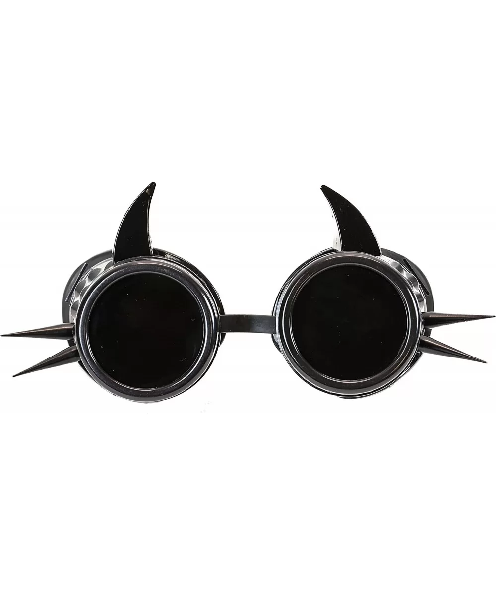 Cyber Black Steampunk Goggles Devil Spike Biker Gothic Rave Aviator Burning Man - CG1281CRZZD $11.68 Aviator