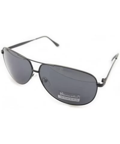 8132 Unisex Aviator Sunglasses - Metal Frame - Width 132 mm - Black Frame with Grey Lenses - Black - CL182Z8ASWG $18.66 Aviator