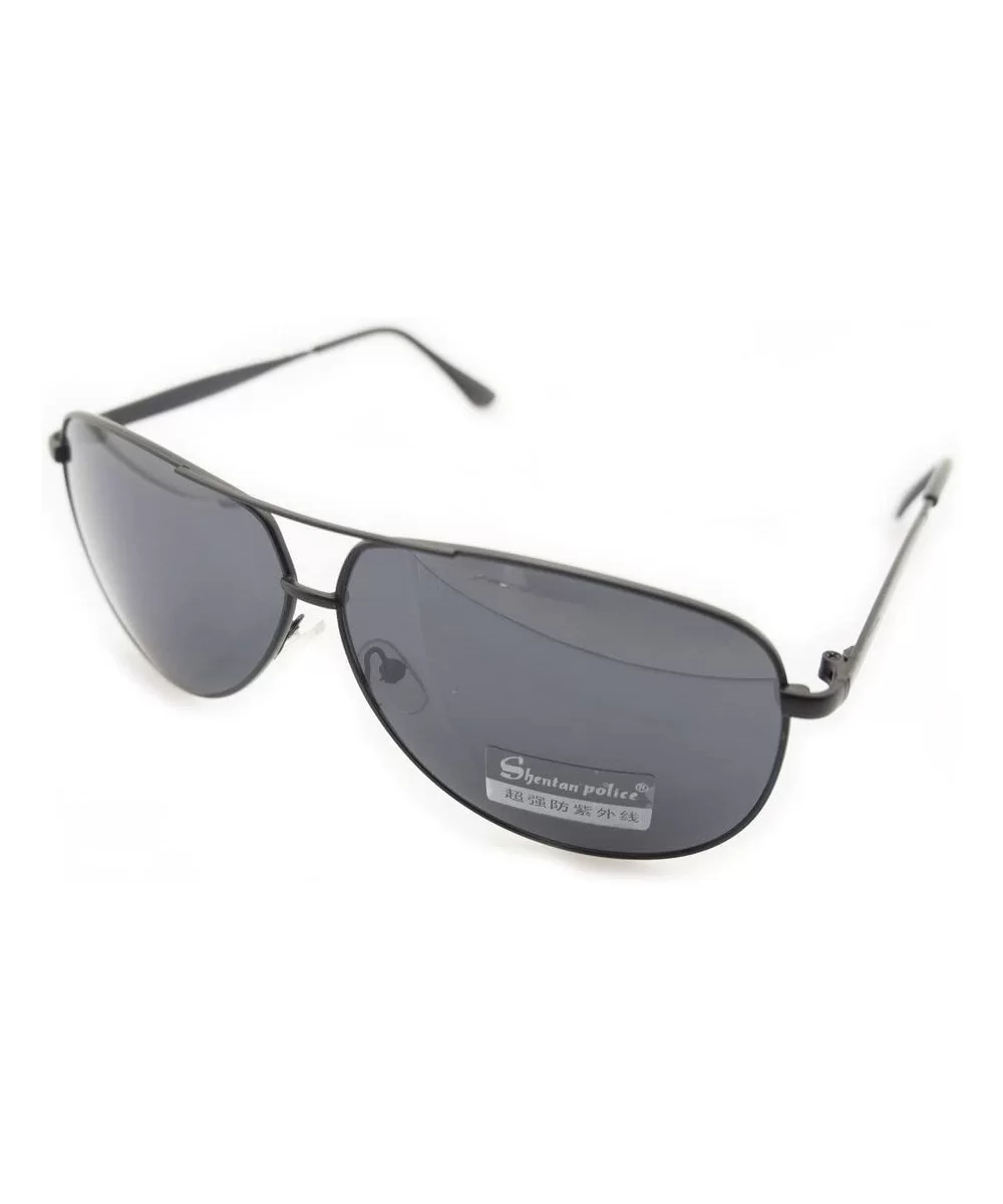 8132 Unisex Aviator Sunglasses - Metal Frame - Width 132 mm - Black Frame with Grey Lenses - Black - CL182Z8ASWG $18.66 Aviator