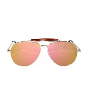 Aviator Women Men Metal Sunglasses Fashion Designer Frame Colored Lens - Flat_10389_c6_gld_pink - CM185ICLSK4 $6.21 Aviator