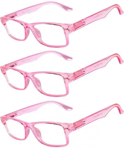 Set of 3 Pairs Fashion Narrow Rectangular Colorful Frame Clear Lens Sunglasses - 3_pairs_pink - CR1839NHC0X $9.04 Rectangular