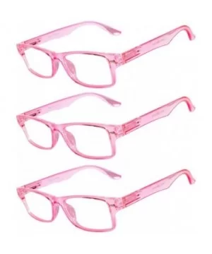 Set of 3 Pairs Fashion Narrow Rectangular Colorful Frame Clear Lens Sunglasses - 3_pairs_pink - CR1839NHC0X $9.04 Rectangular