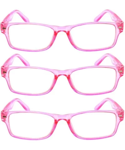 Set of 3 Pairs Fashion Narrow Rectangular Colorful Frame Clear Lens Sunglasses - 3_pairs_pink - CR1839NHC0X $9.04 Rectangular