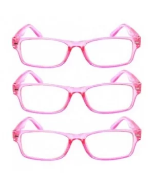 Set of 3 Pairs Fashion Narrow Rectangular Colorful Frame Clear Lens Sunglasses - 3_pairs_pink - CR1839NHC0X $9.04 Rectangular