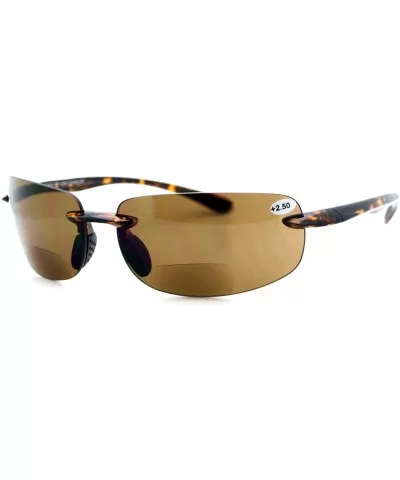 Bifocal Magnification Lens Sunglasses Rimless Rectangular Fashion UV 400 - Tortoise - CZ188YSX3D0 $9.06 Wrap