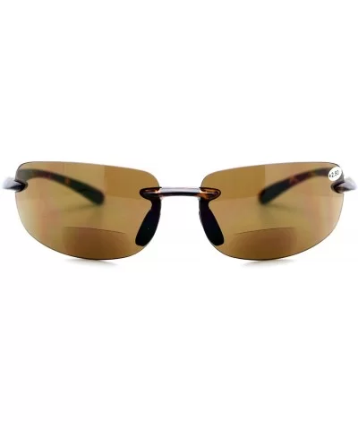 Bifocal Magnification Lens Sunglasses Rimless Rectangular Fashion UV 400 - Tortoise - CZ188YSX3D0 $9.06 Wrap