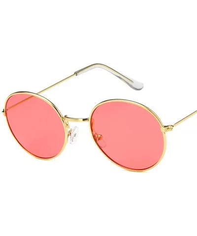 Women Retro Small Round Sunglasses Yellow Luxury Mirror Sun Glasses Metal Frame Vintage Lenses - 10 - CS198ZX2HHG $34.84 Aviator