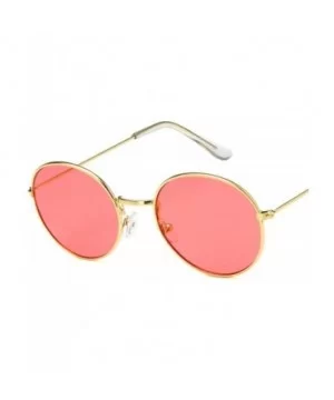 Women Retro Small Round Sunglasses Yellow Luxury Mirror Sun Glasses Metal Frame Vintage Lenses - 10 - CS198ZX2HHG $34.84 Aviator