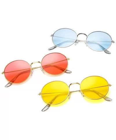 Women Retro Small Round Sunglasses Yellow Luxury Mirror Sun Glasses Metal Frame Vintage Lenses - 10 - CS198ZX2HHG $34.84 Aviator