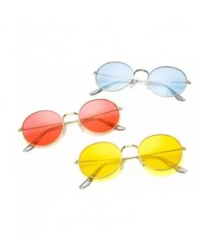 Women Retro Small Round Sunglasses Yellow Luxury Mirror Sun Glasses Metal Frame Vintage Lenses - 10 - CS198ZX2HHG $34.84 Aviator