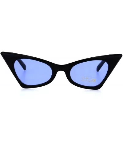 Womens Hippie Color Lens Black Plastic Goth Cat Eye Sunglasses - Blue - C618H0NR6ZY $9.14 Cat Eye