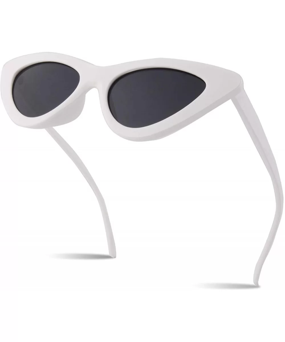 50s Cute Cat Eye Sunglasses Retro Sexy Mod Style Tinted Sun Glasses SR016 - A White Frame Grey Lens - CX18NO7E4A3 $8.62 Goggle