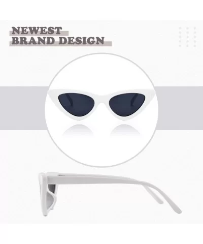 50s Cute Cat Eye Sunglasses Retro Sexy Mod Style Tinted Sun Glasses SR016 - A White Frame Grey Lens - CX18NO7E4A3 $8.62 Goggle