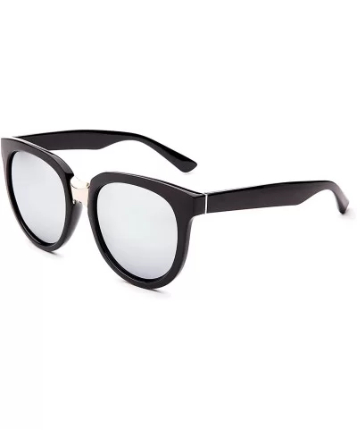 Classic Cat Eye Polaroid Lens Sunglasses Acetate Frame with Spring Hinges for women - D-silver - C618GI822K0 $8.97 Oval