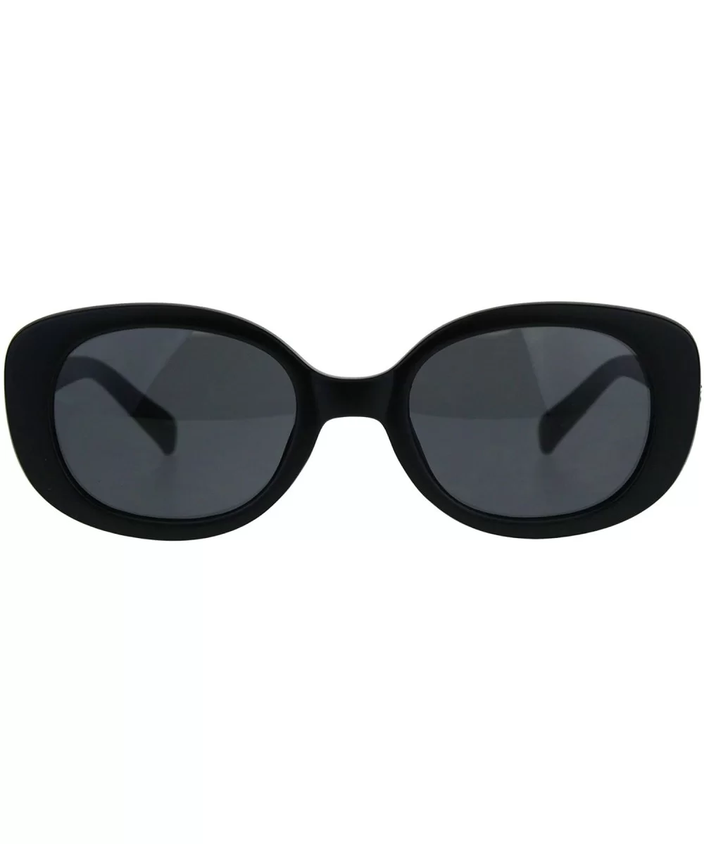 Womens Rectangular Mod Designer Plastic Fashion Sunglasses - Matte Black - CB189U7206E $6.63 Rectangular