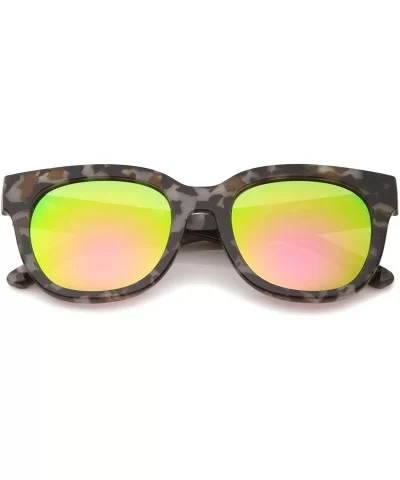 Oversize Block Tortoise Print Mirror Lens Square Horn Rimmed Sunglasses 53mm - CK12IGJZSKP $5.07 Square