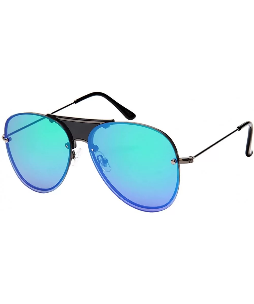 Men's Modern Aviators w/Color Mirror Lens 1204-FLREV - Gunmetal Black - CC183KIM980 $8.73 Aviator