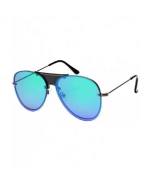 Men's Modern Aviators w/Color Mirror Lens 1204-FLREV - Gunmetal Black - CC183KIM980 $8.73 Aviator