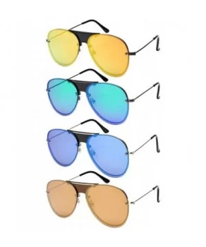 Men's Modern Aviators w/Color Mirror Lens 1204-FLREV - Gunmetal Black - CC183KIM980 $8.73 Aviator