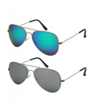 Classic Military Style Color Mirrored Aviator Sunglasses for Men Women Cleaning Pouch Included - C218OYE2EUL $8.10 Aviator