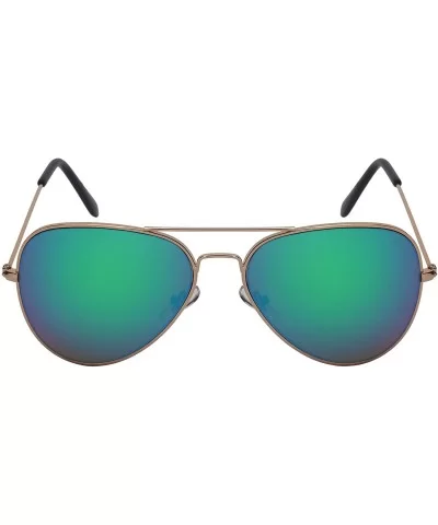 Classic Military Style Color Mirrored Aviator Sunglasses for Men Women Cleaning Pouch Included - C218OYE2EUL $8.10 Aviator