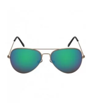 Classic Military Style Color Mirrored Aviator Sunglasses for Men Women Cleaning Pouch Included - C218OYE2EUL $8.10 Aviator