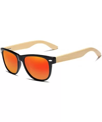 Handmade Polarized Sunglasses Women Men Natural Bamboo Colorful Lens Frame - Red bamboo - C0194OS0SZM $34.37 Goggle