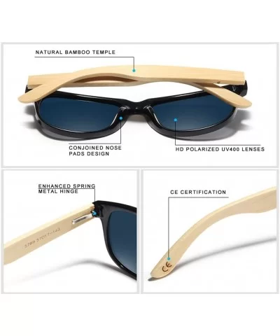 Handmade Polarized Sunglasses Women Men Natural Bamboo Colorful Lens Frame - Red bamboo - C0194OS0SZM $34.37 Goggle