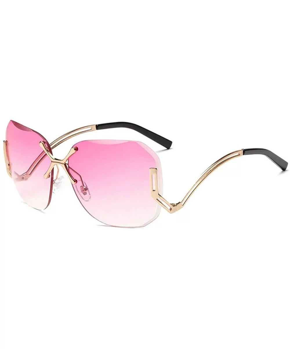 Hot Oversized Rimless Sunglasses Women Clear Lens Eyewear - Gold - CM12ISLVTRR $8.07 Rimless