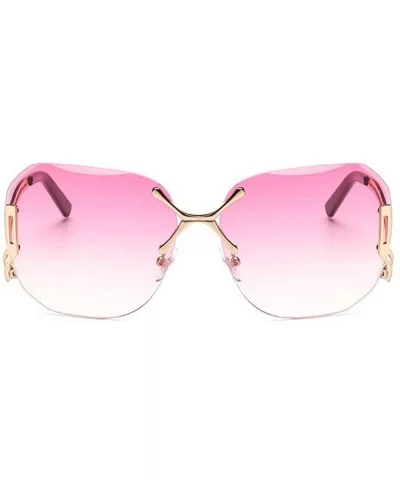 Hot Oversized Rimless Sunglasses Women Clear Lens Eyewear - Gold - CM12ISLVTRR $8.07 Rimless