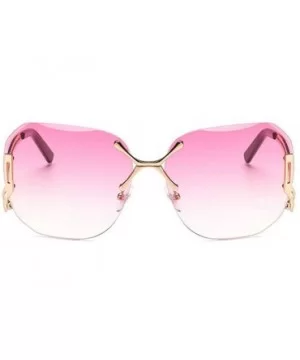 Hot Oversized Rimless Sunglasses Women Clear Lens Eyewear - Gold - CM12ISLVTRR $8.07 Rimless