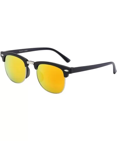 Pouch Retro Rewind Juniors Half Frame Square Colored Mirror Sunglasses - CZ18RX2Q0RT $7.16 Square