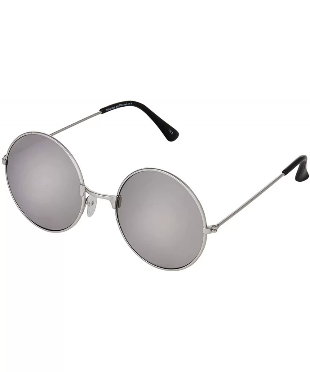 LENNON Round Lens Metal Sunglasses - Silver Lens/Cloth Case - CB199UHRGEG $12.47 Round