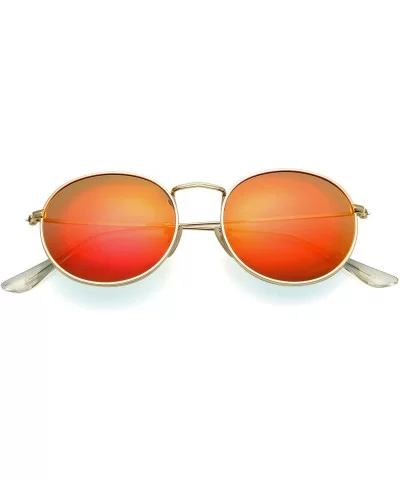 Classic Polarized Sunglasses for Women Men Small Round Metal Frame Mirrored Lens Sun Glasses - Gold/Red Mirror - C418WR88SZN ...